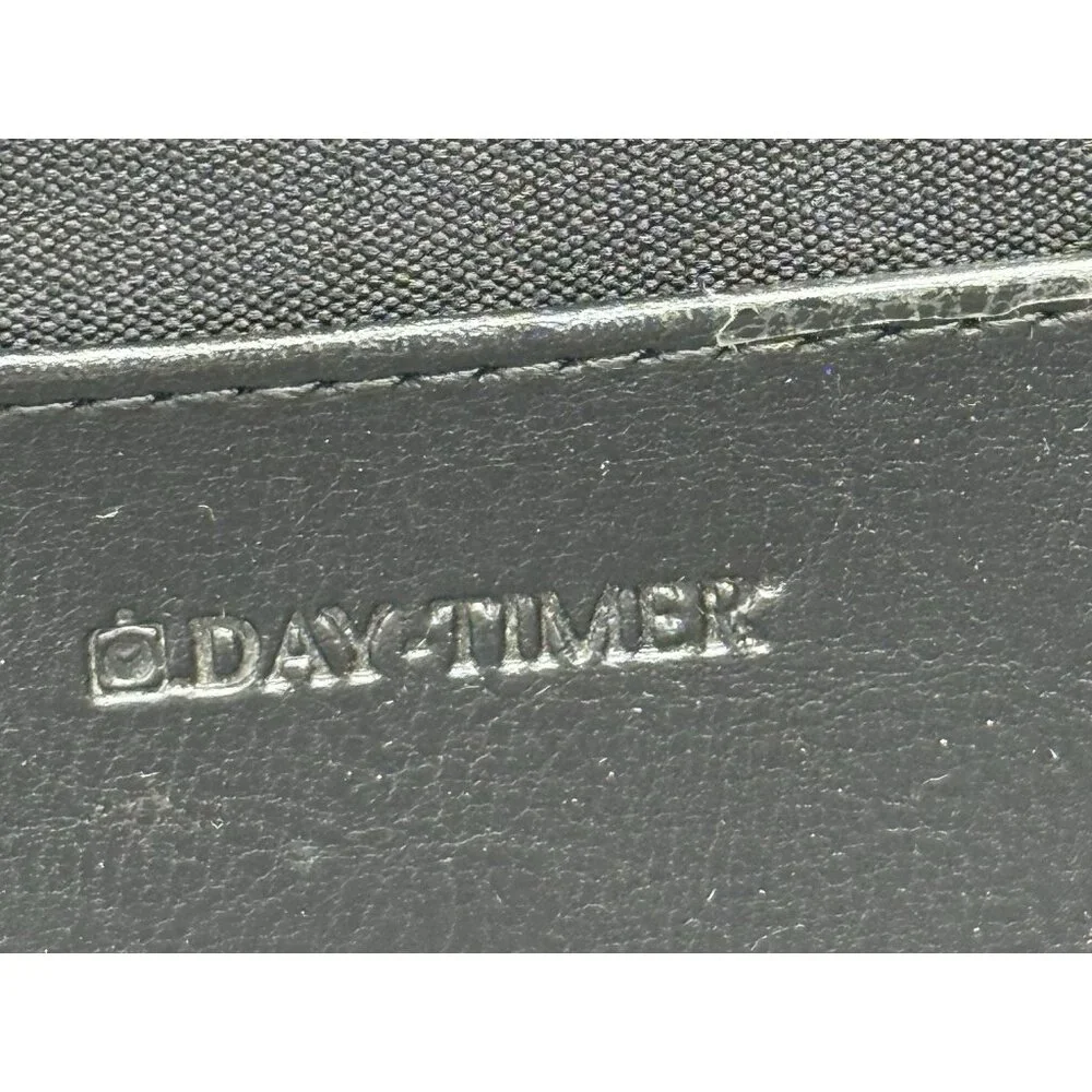 Vintage Day Timer Planner Organizer 7 Ring Binder Black Leather Made In USA 1995